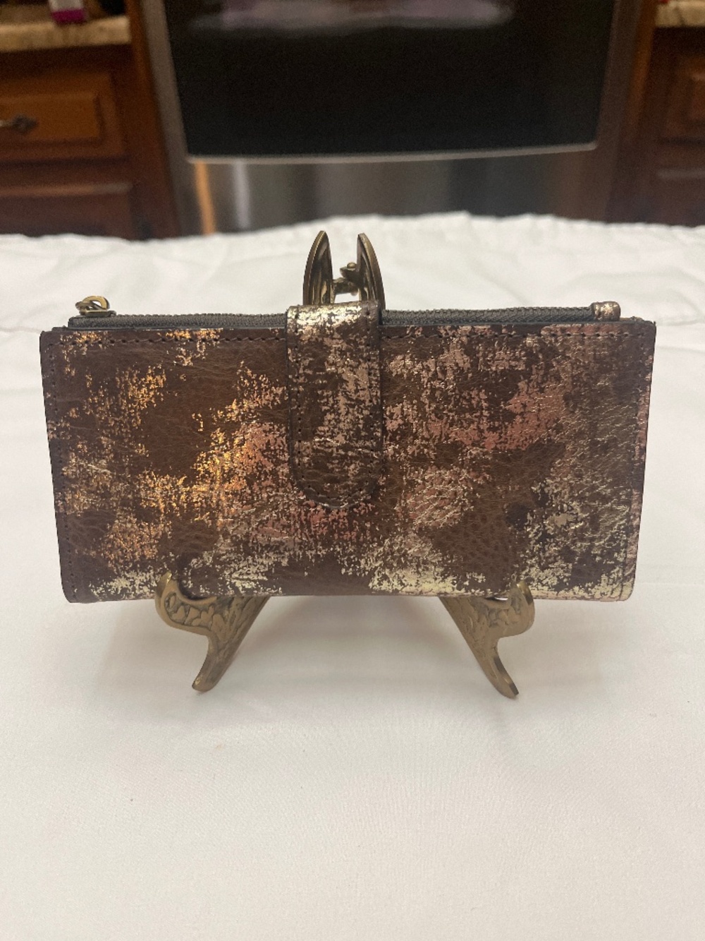 NWOT Patricia Nash Brown Leather/Gold Foiled Cassano Wallet.